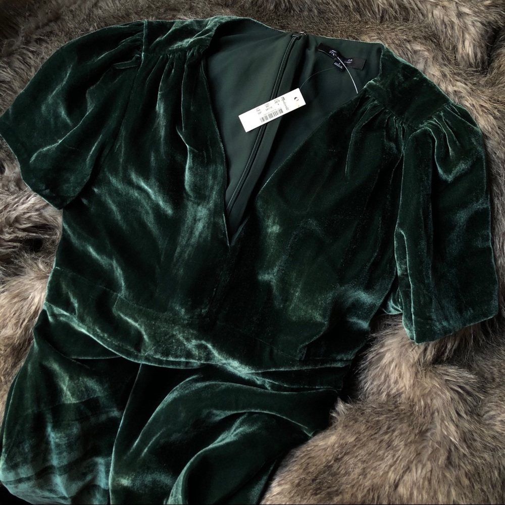 Madewell Velvet Mini Dress Spruce Green 4 6 8 NWT - Picture 4 of 6
